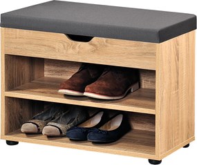 Un dulap de pantofi din lemn cu sezut, un raft pentru hol cu ​​o banca practica