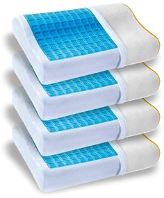 PACHET 4 PERNE CERVI-SAN GEL, pernă ortopedică cervicală, din spumă cu memorie și strat cu gel, husă detașabilă