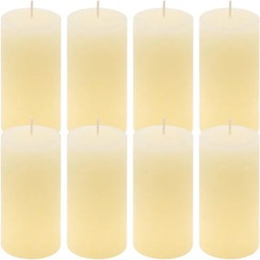 Set de lumânări rustice, 10 cm, Ø 5 cm, crem, 8 buc