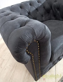 Fotoliu clasic stil englezesc Chesterfield gri antic A-37389 VC
