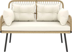 Outsunny Canapea de grădină cu perne Canapea 2 locuri Outdoor Balcon Canapea din ratan Polyrattan 115 x 61 x 82 cm Lemn natural | Aosom Romania