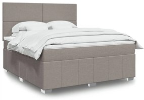 vidaXL Pat continental cu saltea, gri taupe, 180x200 cm, textil