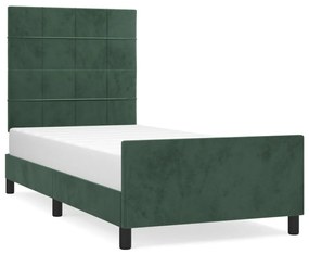 3125730 vidaXL Cadru de pat cu tăblie, verde închis, 90x190 cm, catifea