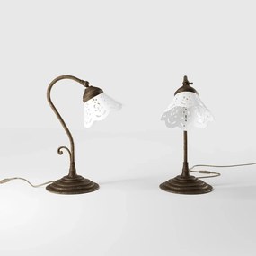 Lampa de masa din alama si abajur ceramic Zefira