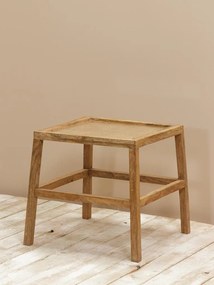Masuta laterala, din lemn de mango, rattan si sticla, Santa Fé
