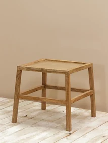 Masuta laterala, din lemn de mango, rattan si sticla, Santa Fé