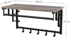 Raft gri cu umerase TAYLOR TRUFFLE 66x30x27 cm