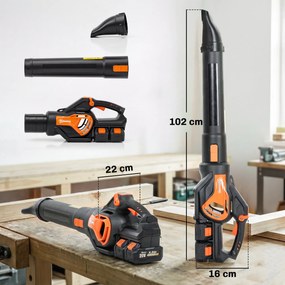 Outsunny Suflător de Frunze cu Baterie 20V, Motor Brushless 900W, 3 Niveluri de Viteză, Turbo Boost, Încărcător, Ușor, pentru Grădină, Frunze, Zăpadă, Praf | Aosom Romania