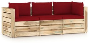 Canapea de gradina cu 3 locuri, cu perne, lemn verde tratat Bordo, Canapea cu 3 locuri, 1