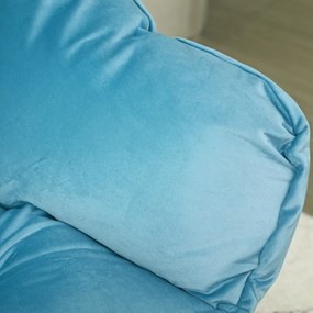 HOMCOM Fotoliu accent modern, fotoliu tapițat cu picioare din oțel și buzunare laterale, pentru living, dormitor, Albastru | Aosom Romania