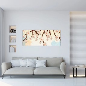 Tablou - Flori colorate pe ramuri (120x50 cm)