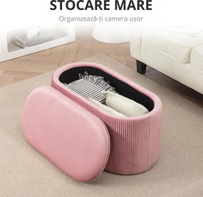 HOMCOM Taburet Roz cu Depozitare, Catifea, pentru Dormitor și Hol, Spațiu Generos, Confortabil | Aosom Romania