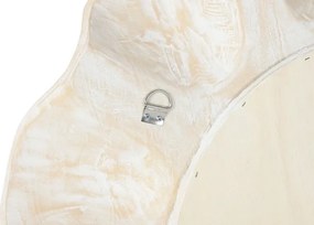 Oglindă decorativă sculptată, stil rustic vintage, culoare alb decapat, din lemn de tec, „Carved White”