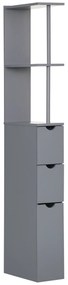 HOMCOM Coloană de Baie Modernă Mueble Auxiliar de Baño cu 2 Rafturi 2 Sertare și 1 Ușă Antivoltaică 15x33x136,5 cm Gri | Aosom Romania