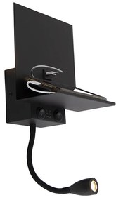 Lampă de perete modernă neagră cu USB și braț flexibil - Flero