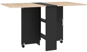 HOMCOM Masă Pliabilă pentru 4-6 Persoane, cu 2 Roți, Masă Rabatabilă cu 2 Rafturi pentru Depozitare, 140x75x74 cm, Negru | Aosom Romania