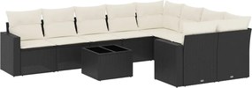 vidaXL Set canapele de grădină cu perne, 10 piese, negru, poliratan