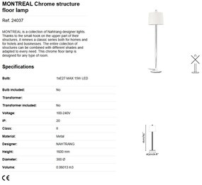 Lampadar / Lampa de podea moderna design elegant MONTREAL crom/alb