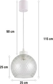Brilagi - Lustru LED pe cablu RETRO GLASS 1xE27/60W/230V Ø 25 cm alb/gri fumuriu