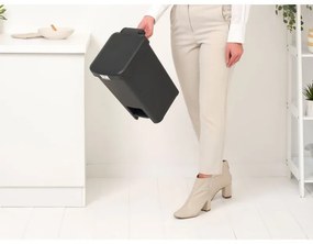 Coș cu pedală Brabantia StepUp 1008479, 16 L, Materiale ecologice, Deschidere mare, Gri închis