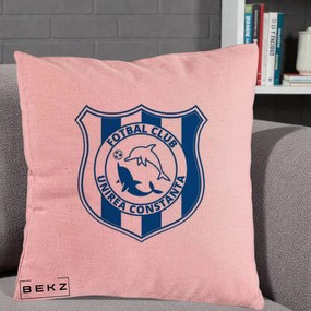 Perna Personalizata FC Unirea Constanta Fotbal, 40x40 cm, Roz, Husa Detasabila, Perna Inclusa, BEKZ®