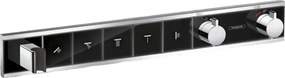 Baterie dus incastrata cu 5 functii Hansgrohe Rainselect cu termostat negru-crom