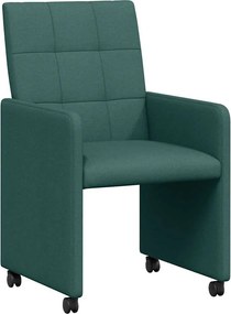 vidaXL Scaune de dining cu roți 2 pcs Verde închis 58 x 65 x 94 cm