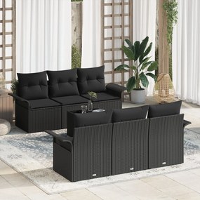 vidaXL Set Canapele Grădină cu Perne Negru Ratan Poli