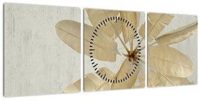 Tablou cu pene da găscă (cu ceas) (90x30 cm)