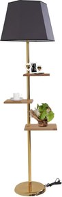 Lampadar cu 3 masute lemn corp metal ,auriu-gri Homs, 170 cm,40031
