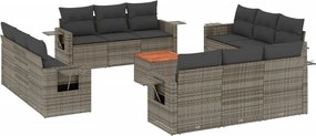 vidaXL Set mobilier de grădină cu perne, 13 piese, gri, poliratan