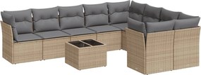 vidaXL Set canapele de grădină cu perne, 10 piese, bej, poliratan
