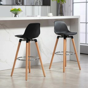 HOMCOM Set 2 Scaune de Bar Moderne din Piele Ecologică, Scaune Înalte de Bucătărie, Negru | Aosom Romania