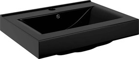 vidaXL Chiuvetă dreptunghiulară ceramică, loc robinet, negru, 60x46 cm