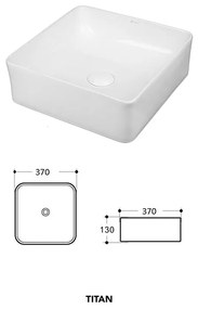 Lavoar pe blat, Fluminia, Titan, patrat, 37 x 37 cm, alb