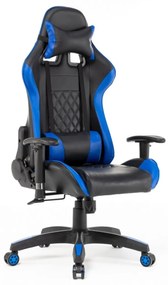 RESIGILAT-Scaun gaming, funcție recliner, design racing, Negru/Albastru