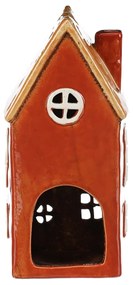 Suport lumânare Casă roșu, ceramică,1 x 9 x 23 cm