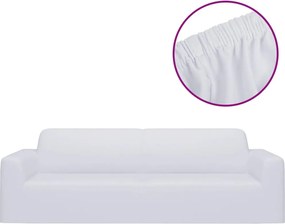 vidaXL Husă elastică pentru canapea cu 3 locuri poliester jersey alb