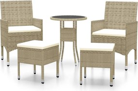 vidaXL Set mobilier de grădină, 5 piese, bej, poliratan