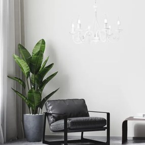 Lustră pe lanț DONATO 6xE14/40W/230V alb