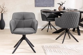 Set 2 scaune Pivotante, Piele Naturala, Gri, Euphoria