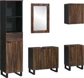 vidaXL Set de mobilier pentru baie cu sertar 5 pcs Alb Lemn compozit