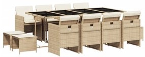 3210622 vidaXL Set mobilier de grădină cu perne, 13 piese, bej, poliratan