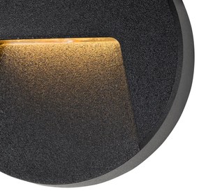 Lampă de perete exterioară neagră rotundă cu LED IP65 - Gem