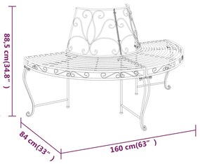 Banca circulara de copac, negru, O160 cm, otel