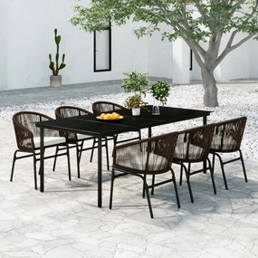 Set mobilier pentru gradina, 7 piese, maro Maro, Lungime masa 200 cm, 7