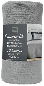Set cuvertură și față de pernă gri din microfibră 240x260 cm Romane – douceur d'intérieur