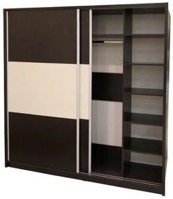 Dulap Milano cu usi culisante, 206 x 220 x 60 cm, Wenge / Vanilie