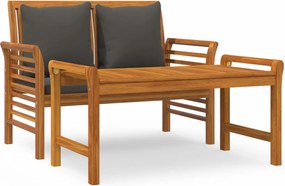 vidaXL Set mobilier grădină cu perne gri închis, 2 piese, lemn masiv