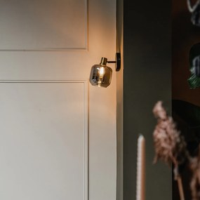 Spotlight de tavan de design negru cu auriu și sticlă fumurie - Zuzanna